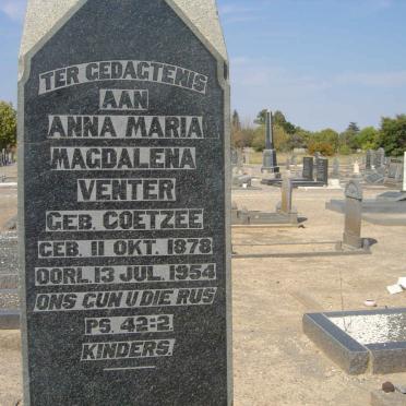 VENTER Anna Maria Magdalena nee COETZEE 1878-1954