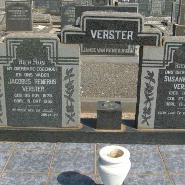 VERSTER Jacobus Remerus 1878-1952 &amp; Susanna Sara HARTZER 1889-1973