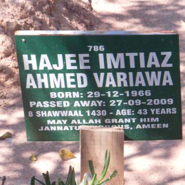 VARIAWA Hajee Imtiaz Ahmed 1966-2009