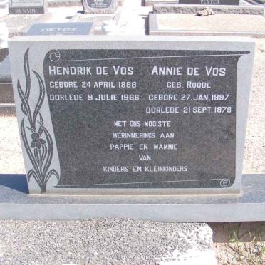 VOS Hendrik, de 1888-1966 &amp; Annie ROODE 1897-1978