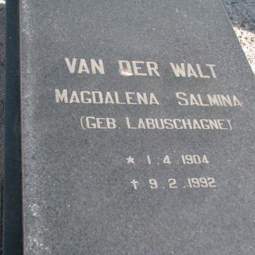WALT Magdalena Salmina, van der nee LABUSCHAGNE 1904-1992