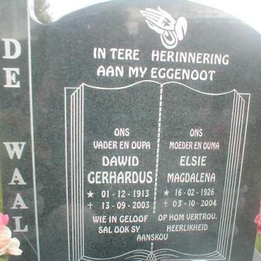 WAAL Dawid Gerhardus, de 1913-2003 &amp; Elsie Magdalena 1926-2004