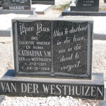 WESTHUIZEN Catharina S.M., van der nee V.D. WESTHUIZEN 1917-1984