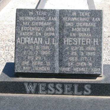 WESSELS Adriaan J.L. 1916-1986 &amp; Hester H. 1926-1995