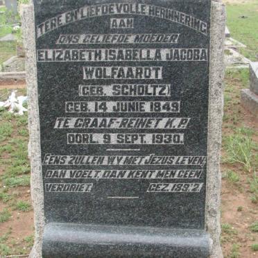 WOLFAARDT Elizabeth Isabella Jacoba nee SCHOLTZ 1849-1930