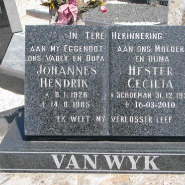WYK Johannes Hendrik, van 1926-1985 &amp; Hester Cecilia SCHOEMAN 1925-2010