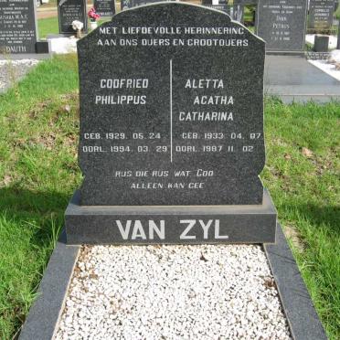 ZYL Godfried Philippus, van 1929-1994 &amp; Aletta Agatha Catharina JACOBS 1933-1987