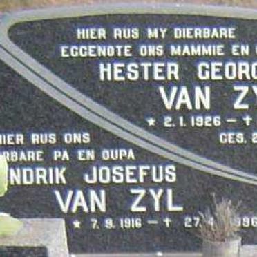 ZYL Hendrik Josefus, van 1916-1996 &amp; Hester Georgina 1926-1982