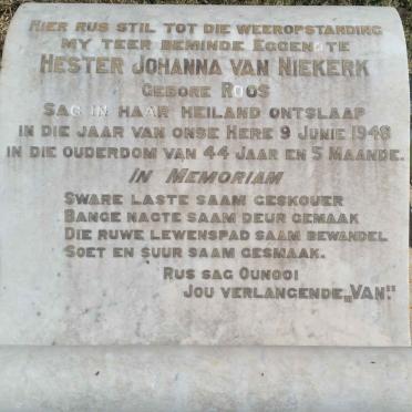 NIEKERK Hester Johanna, van nee ROOS -1948