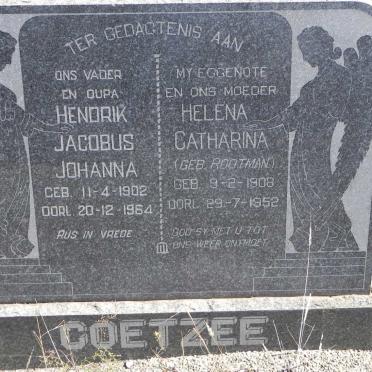COETZEE Hendrik Jacobus Johanna 1902-1964 &amp; Helena Catharina ROOTMAN 1908-1952