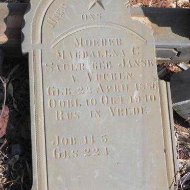 SAUER Magdalena C. nee JANSE V. VUUREN 1886-1940