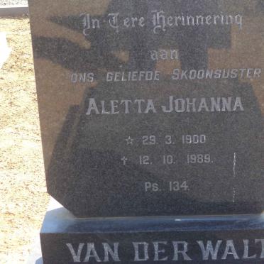 WALT Aletta Johanna, van der 1900-1989