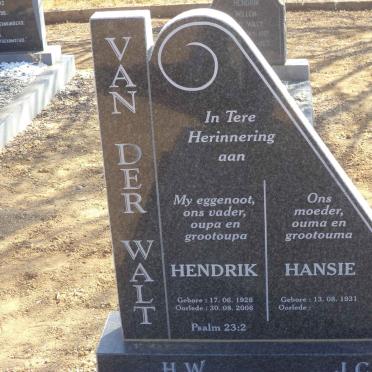WALT H.W., van der 1926-2006 &amp; J.C. 1931-