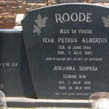 ROODE Izak Petrus Albertus 1894-1963 &amp; Johanna Sophia KOK 1898-1989