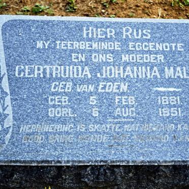 MALAN Gertruida Johanna nee VAN EDEN 1881-1951