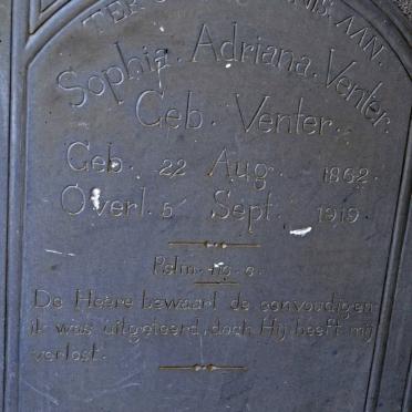 VENTER Sophia Adriana nee VENTER 1862-1919