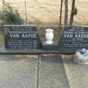 AARDE Abraham Mathysen, van 1916-1984 &amp; Rosina Elizabeth  COETZEE 1918-2011