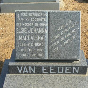 EEDEN Elsie Johanna Magdalena, van geb V.D. BERG 1916-1986