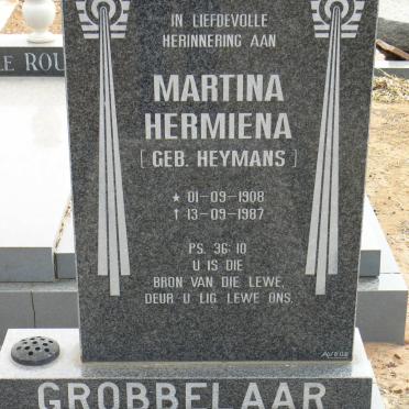 GROBBELAAR Martina Hermiena geb HEYMANS 1908-1987