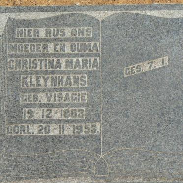 KLEYNHANS Christina Maria geb VISAGIE 1863-1956
