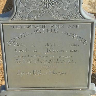 MERWE Jacobus Petrus, vd 1888-1913