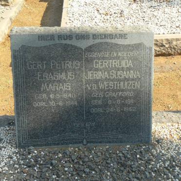 MARAIS Gert Petrus Erasmus 1940-1944 :: V.D. WESTHUIZEN Gertruida Jerina Susanna geb CRAFFORD 1911-1952