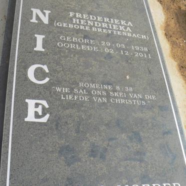 NICE Frederieka Hendrieka geb BREYTENBACH 1938-2011