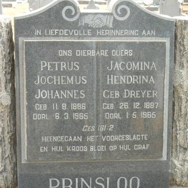 PRINSLOO Petrus Jochemus Johannes 1886-1965 &amp; Jacomina Hendrina DREYER 1887-1965
