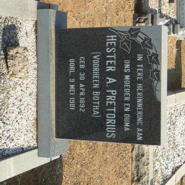 PRETORIUS Hester A. voorheen BOTHA 1892-1981