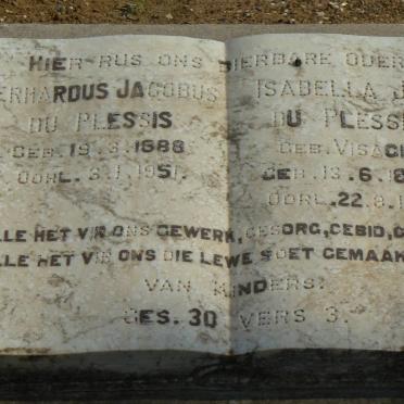 PLESSIS Gerhardus Jacobus, du 1888-1951 &amp; Isabella J.J. VISAGIE 1894-1951
