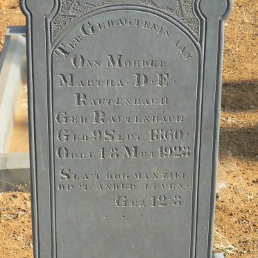 RAUTENBACH Martha D.E. geb RAUTENBACH 1860-1923