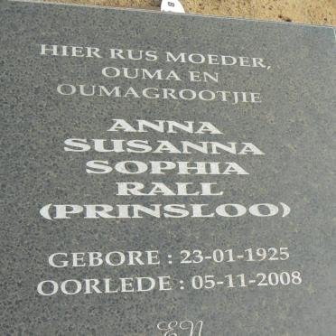 RALL Anna Susanna Sophia geb PRINSLOO 1925-2008