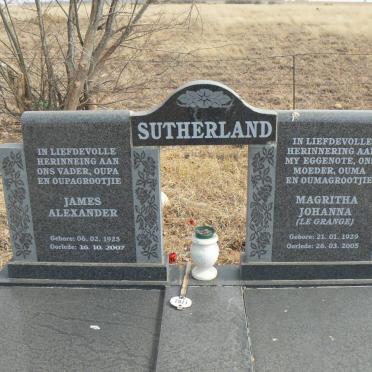 SUTHERLAND James Alexander 1925-1997 &amp; Magritha Johanna LE GRANGE 1929-2005
