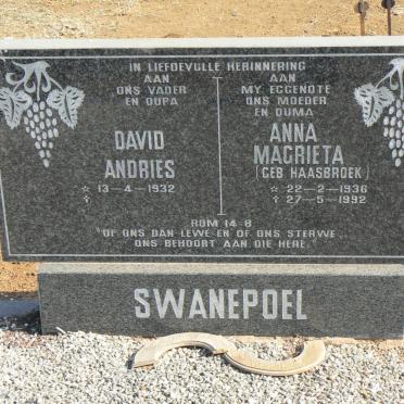 SWANEPOEL David Andries 1932- &amp; Anna Magrieta HAASBROEK 1936-1992
