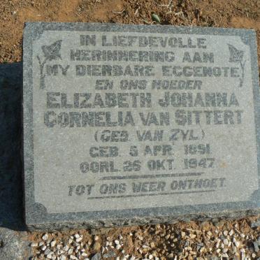 SITTERT Elizabeth Johanna Cornelia, van geb VAN ZYL 1891-1947