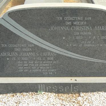 WESSELS Aderjan Johannes Lafras 1860-1938 &amp; Johanna Christina Maria HUMAN 1869-1910