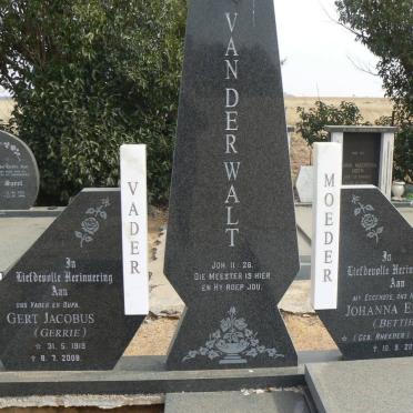 WALT Gert Jacobus, van der 1919-2008 &amp; Johanna Elizabeth RHEEDER 1922-2001