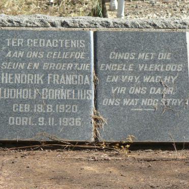 CORNELIUS Hendrik Francoa Ludholf 1920-1936