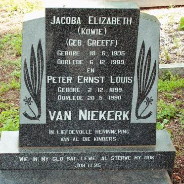 NIEKERK Peter Ernst Louis 1899-1990, van &amp; Jacoba Elizabeth GREEFF 1905-1989