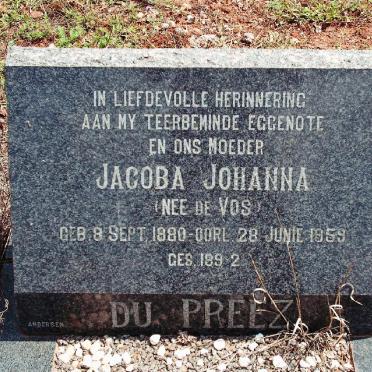 PREEZ Jacoba Johanna, du nee DE VOS 1880-1959