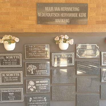 North West, MAHIKENG / MAFIKENG, Hervormde Kerk, Memorial Wall