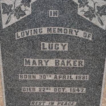 BAKER Lucy Mary 1881-1947
