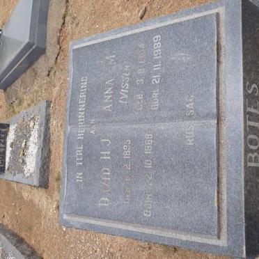 BOTES David H.J. 1895-1969 &amp; Anna M. VISSER 1904-1989