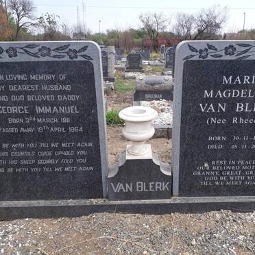 BLERK George Immanuel, van 1911-1964 &amp; Maria Magdelena RHEEDER 1911-2003