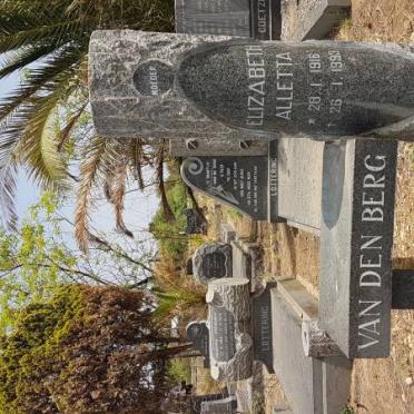 BERG Elizabeth Alletta, van den 1916-1993