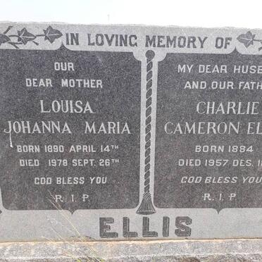 ELLIS Charlie Cameron 1884-1957 &amp; Louisa Johanna Maria 1890-1978