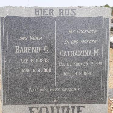 FOURIE Barend C. 1903-1988 &amp; Catharina M. DE KOCK 1909-1962
