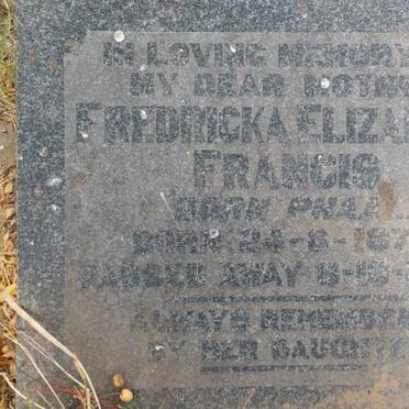 FRANCIS Fredricka Elizabeth nee PHAAL 1878-1942