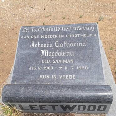 FLEETWOOD Johanna Catharina Magdalena nee SAAIMAN 1900-1980