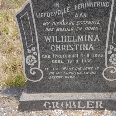 GROBLER Wilhelmina Christina nee PRETORIUS 1895-1966